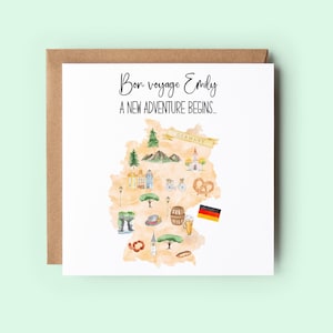 Germany Card, Moving To Germany Card, New Adventures Card, Emigrating Card, Personalised, Bon Voyage Card