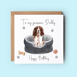 Tarjeta de papá de Springer Spaniel, tarjeta de cumpleaños de perro Springer Spaniel, tarjetas de perro, tarjetas de perro