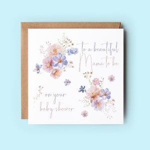 Carte future maman, carte baby shower, carte floral