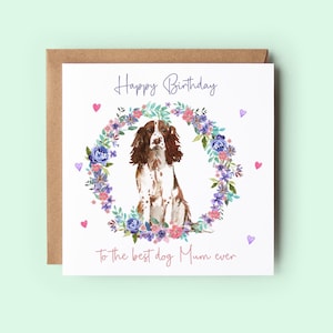 Tarjeta de mamá de perro, tarjeta de Springer Spaniel, tarjeta de cumpleaños de perro, tarjetas de perros