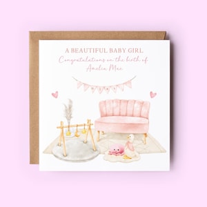 Carte personnalisée pour nouveau bébé fille, beau bébé fille, carte pour nouveau bébé fille