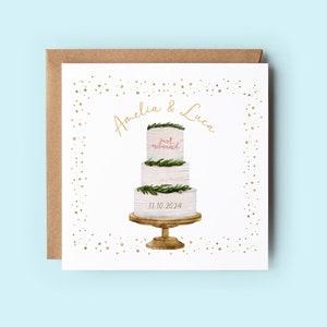 Carte de mariage, Félicitations pour votre mariage, Carte de mariage florale, Carte personnalisée, Carte de gâteau de mariage