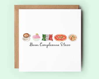 Tarjeta de Feliz Cumpleaños Italiana, Buon Compleanno, Tarjeta de Italia, Tarjeta Personalizada