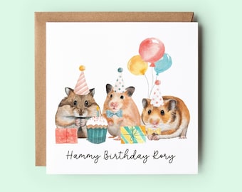 Funny Hamster Birthday Card, Personalised Card