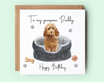 コッカプーのお父さんの誕生日カード、犬からのカード