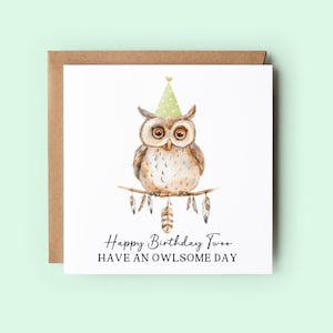 Carte d'anniversaire hibou, carte d'anniversaire drôle, carte personnalisée, cartes d'anniversaire drôles, joyeux anniversaire Twoo