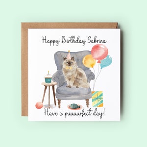 Personalisierte Katzen Geburtstagskarte, süße Katzen, handgemachte Geburtstagskarte, Karte für besondere Gelegenheit, lustige Geburtstagskarte, personalisiert, Puuuurfect