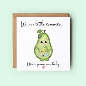 Babymitteilungskarte, Schwangerschaftsankündigungskarten, Baby Reveal Karten, We Avo Eine kleine Überraschung, Avocado-Karte