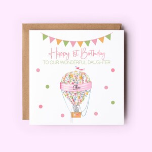 Tarjeta personalizada para hija, tarjeta para el primer cumpleaños, tarjetas para hija, primer cumpleaños