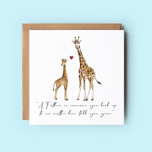 Tarjeta de jirafa para papá, tarjeta con cita para papá, tarjeta de jirafa, tarjeta para papá, tarjeta de cumpleaños para papá