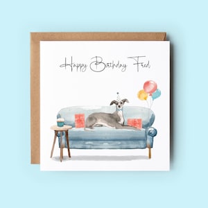 Carte d'anniversaire lévrier italien, carte d'anniversaire personnalisée, carte d'amoureux des chiens, cartes faites main, cartes d'anniversaire de chien