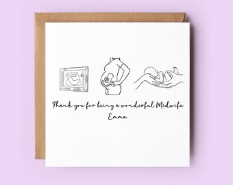 Personalized Thank You Midwife Card, Appreciation Gift