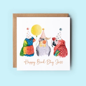 Happy Bird Day, carte d'anniversaire oiseau, carte perroquet, cartes d'anniversaire drôles, cartes personnalisées