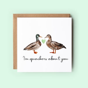 Quackers über dich Ente Karte, Jubiläumskarten, süße Karten, Valentinstagskarte