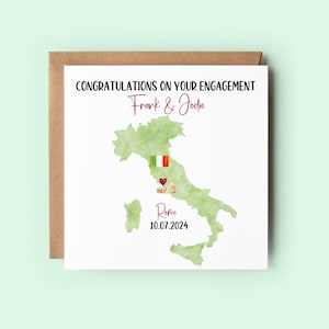 Carte de fiançailles de Rome personnalisée, carte de félicitations pour les nouveaux fiançailles, personnalisée avec noms et date
