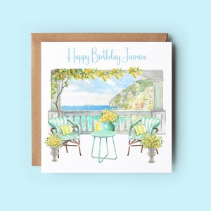 Tarjeta de Amalfi, tarjeta de cumpleaños de Italia, tarjeta italiana, costa de Amalfi, tarjeta de limón