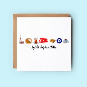 Iyi ki doğdun Karte, türkische alles Gute zum Geburtstagkarte, personalisierte Geburtstagskarte, türkische Karte