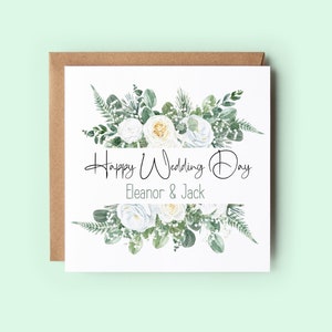 Carte de mariage, Félicitations pour votre mariage, Carte de mariage florale, Carte personnalisée