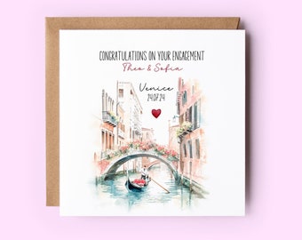 Personalized Venice Engagement Card, Newly Engaged Congrats