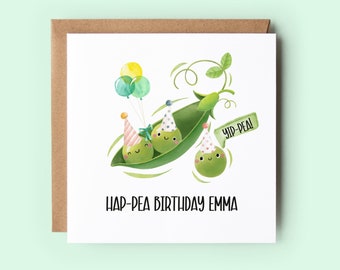 Lustige Erbse Wortspiel Geburtstagskarte, Yip-Pea