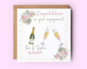 Biglietto di auguri personalizzato per fidanzamento, con nomi e data.