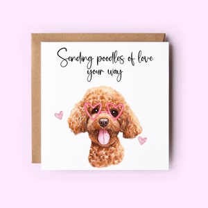 Versand Pudel der Liebe Karte, Pudel Karte, Thinking Of You Karte, Hundekarte