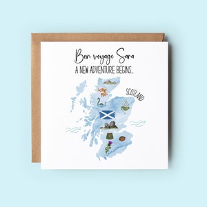 Scotland Card, Moving To Scotland Card, New Adventures Card, Emigrating Card, Personalised, Bon Voyage Card