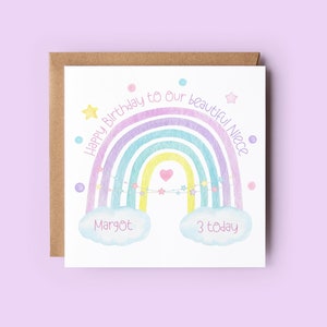 Carte d'anniversaire de nièce personnalisée, carte d'anniversaire, cartes pour nièce, 1er anniversaire, 2e anniversaire, 3e anniversaire, 4e, 5e, 6e, 7, 8e, 9e, 10e