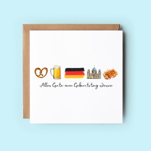 Tarjeta de feliz cumpleaños alemana, Alles Gute zum Geburtstag, tarjeta de Alemania, tarjeta personalizada