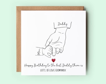 Personalized Happy Birthday Daddy Card, Linen Texture
