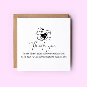 Tarjeta de agradecimiento al fotógrafo, tarjeta para fotógrafo, tarjeta de agradecimiento personalizada, fotógrafo de bodas