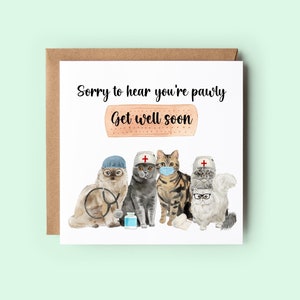 Carte de rétablissement, Carte de rétablissement pour chat, Infirmières pour chats, Carte de rétablissement