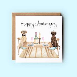 Tarjeta de aniversario de Labrador, tarjeta de feliz aniversario, tarjeta de Labrador, tarjeta hecha a mano, tarjeta de aniversario de boda