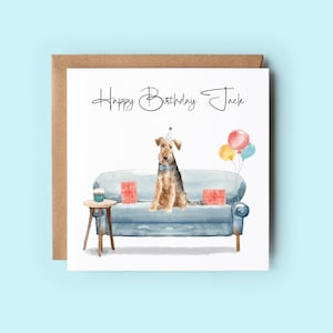 Carte d'anniversaire de Terrier gallois, carte d'anniversaire personnalisée, carte d'amoureux des chiens, cartes faites main, cartes d'anniversaire de chien