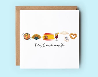 Personalized Spanish Birthday Card, Feliz Cumpleaños