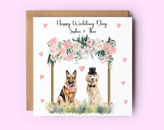 Personalised Wedding Card, Dog Wedding Card, Card For Newlyweds, Wedding Day Cards, Various Dog Breeds To Choose From