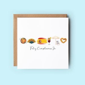 Tarjeta de feliz cumpleaños en español, Feliz cumpleaños, Tarjeta de España, Tarjeta personalizada