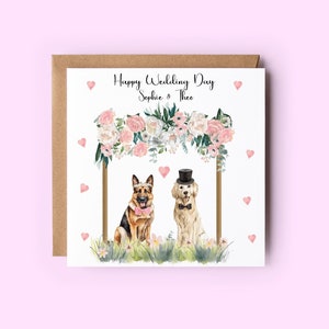 Carte de mariage personnalisée, Carte de mariage de chien, Carte pour jeunes mariés, Cartes du jour de mariage, Diverses races de chiens au choix