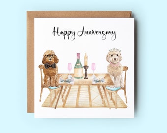 Cockapoo Jubiläumskarte, handgemachte Leinen Karte