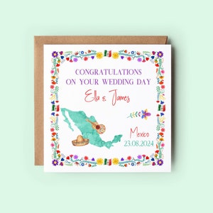 Carte de mariage au Mexique, Carte de mariage personnalisée, Mariage à destination, Carte de félicitations, Carte de Cancun