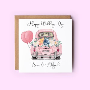 Hochzeitskarte, Just Married Karte, personalisierte Hochzeitskarte, Käfer Karte, Hochzeitstag handgemachte Karte,Blumenhochzeitskarte