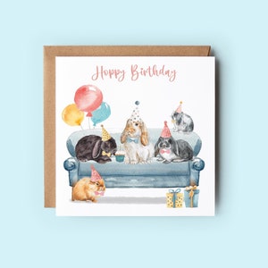 Kaninchen Geburtstagskarte, hoppy Geburtstag, Hase Karte, süße Geburtstagskarten