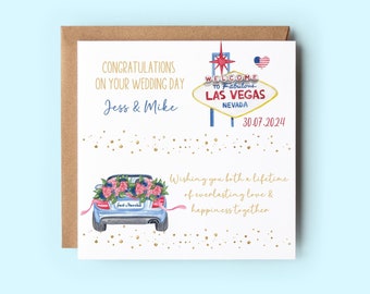 Las Vegas Wedding Card, Vegas Wedding, USA Wedding, Personalised Wedding Card