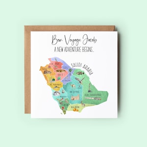 Saudi Arabia Card, Moving To Saudi Arabia Card, New Adventures Card, Emigrating Card, Personalised, Bon Voyage Card