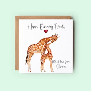 Tarjeta personalizada para papá, tarjeta con forma de jirafa, tarjeta de cumpleaños para papá