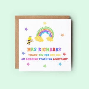 Gracias asistente de enseñanza, gracias por ser un asistente de enseñanza increíble, regalo personalizado para maestros, regalo de fin de curso