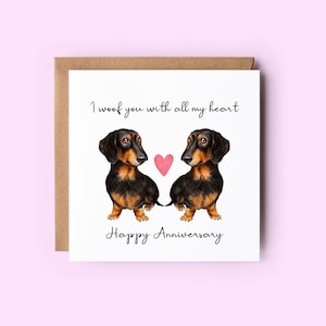 Dackel Jubiläum Karte, Dackel Karte, I Woof You Geburtstag Karte