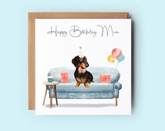 Personalized Dachshund Birthday Card, Sausage Dog Card, Handmade