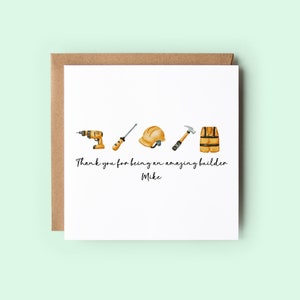 Tarjeta de agradecimiento al constructor, tarjeta para el constructor, tarjeta de agradecimiento personalizada