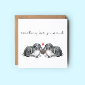 Kaninchen-süße Karten, einige Hasen liebt dich so viel, Kaninchen-Karte, Liebe dich Karte, Valentinstag-Karte
